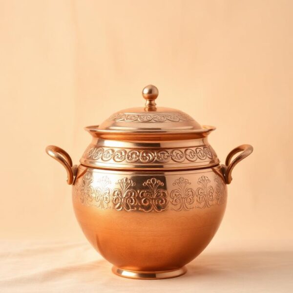 Embossed Pure Brass Handi Cooking Pot With Lid