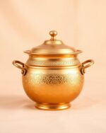 Embossed Pure Brass Handi Cooking Pot With Lid - Image 2
