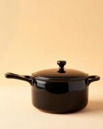 Maison Black Glazed Cooking Pot With Lid