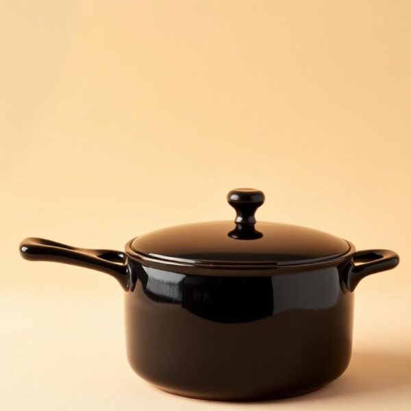Maison Black Glazed Cooking Pot With Lid